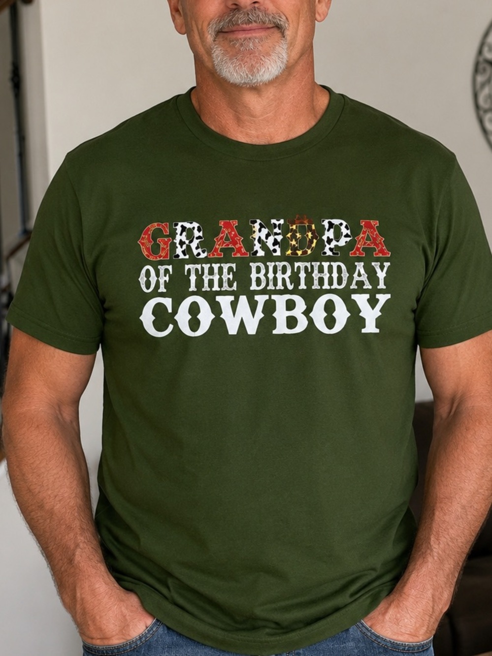 Port and‎ Company Green Grandpa Cowboy Tee Shirt